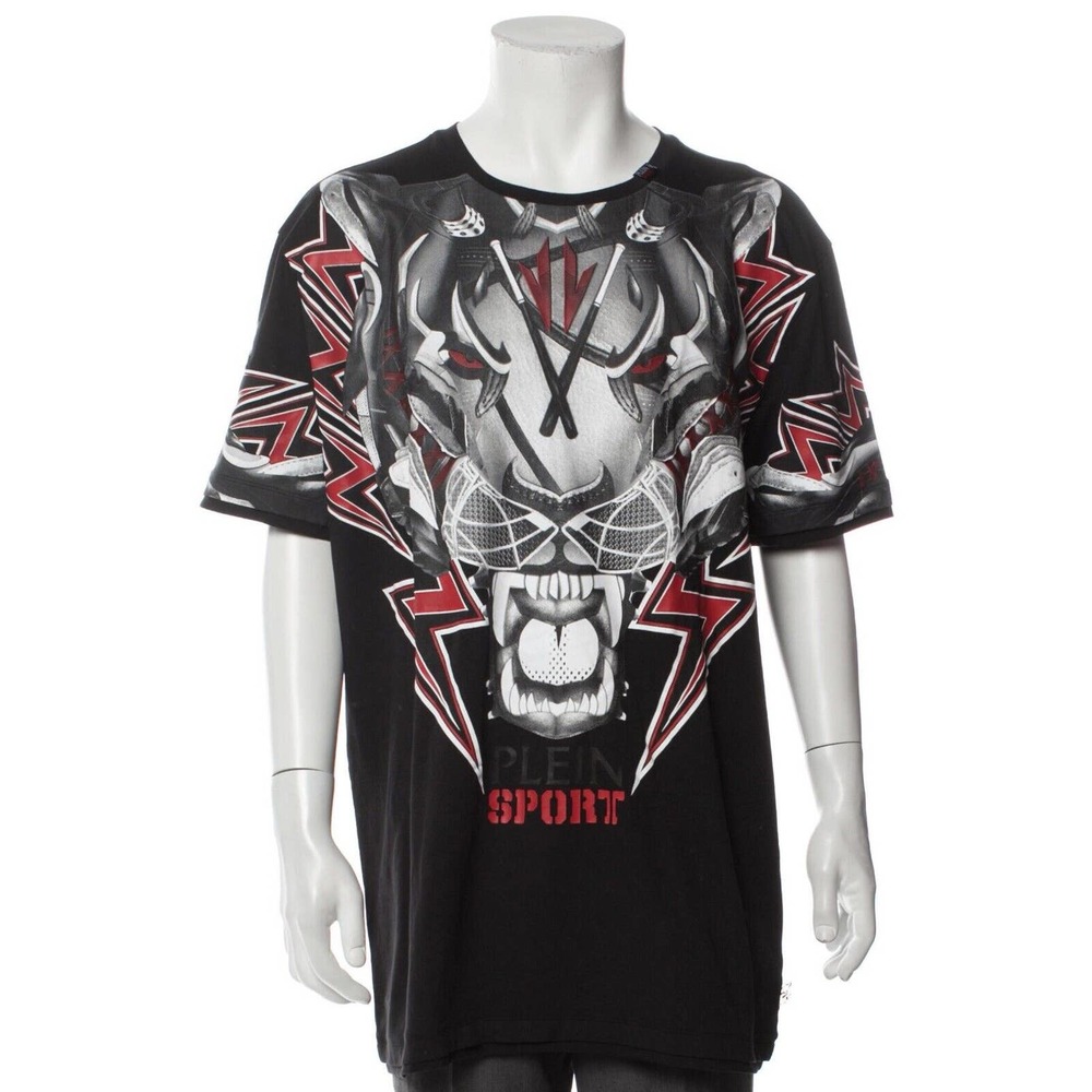 Philipp Plein Mens‎ Sport Tiger Logo Black Logo Tee T-Shirt 3XL NWT Tiger